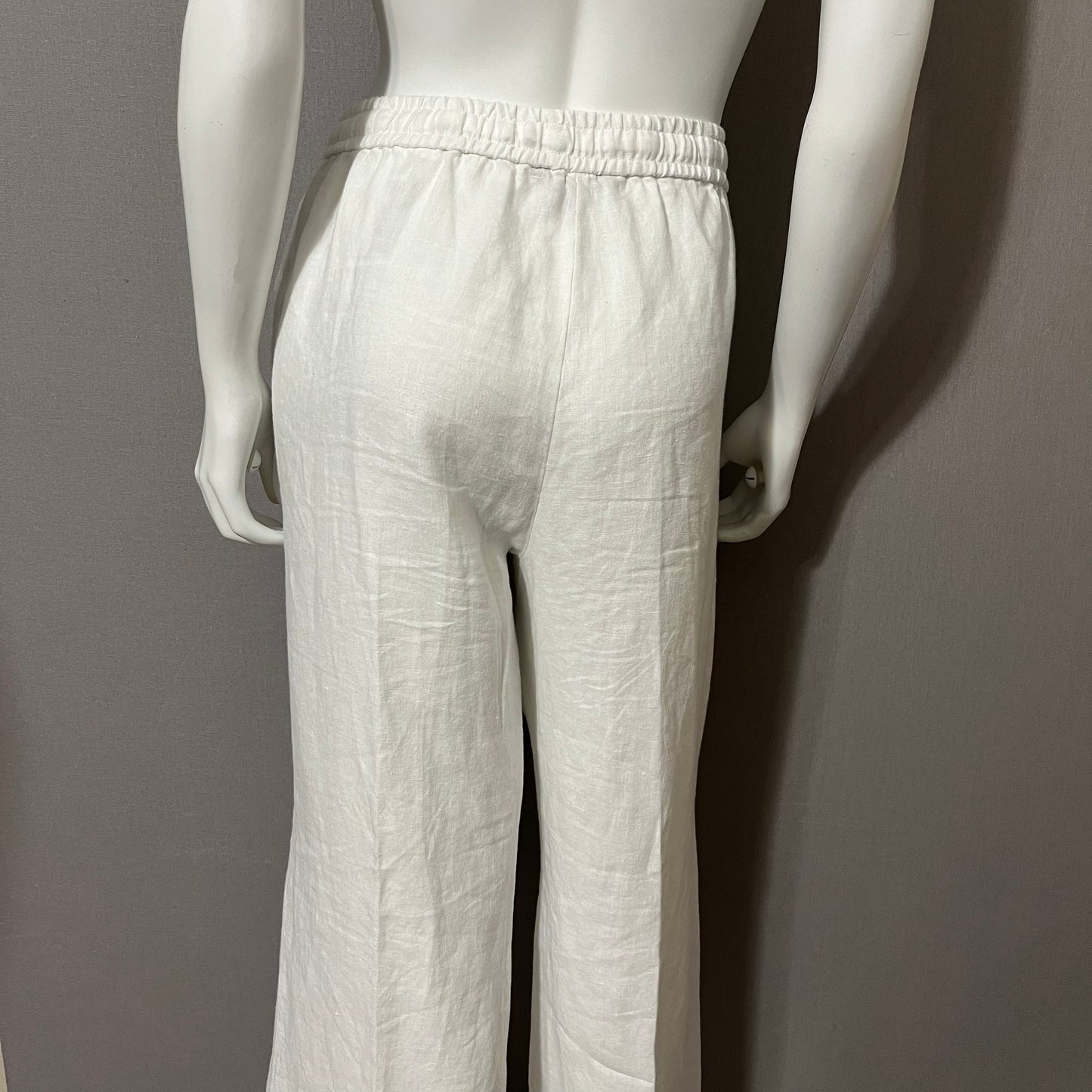 Tommy Bahama White 100% Linen Drawstring Cropped Pants Sz-Large