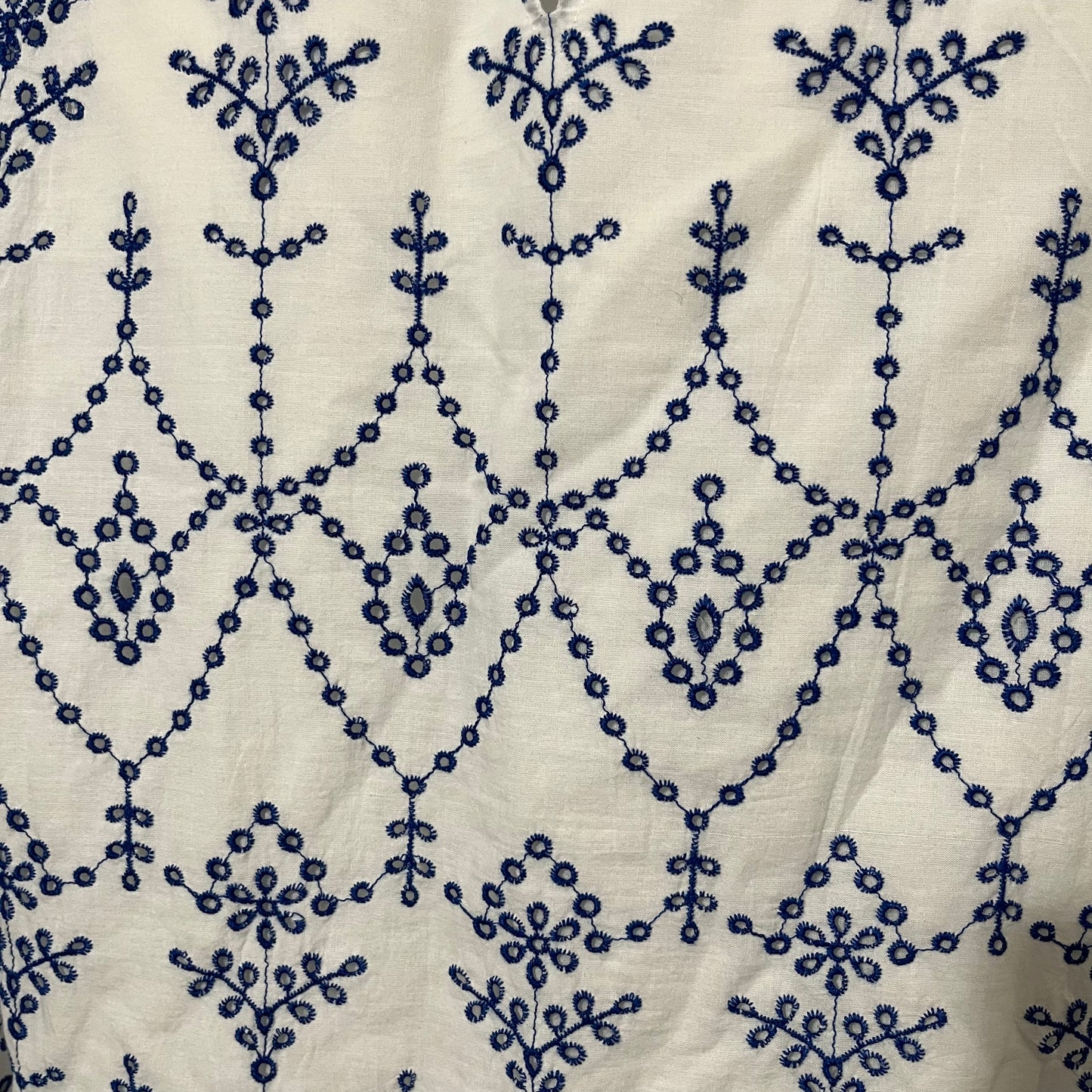 Sundance White | Blue Eyelet Scalloped Hem Top Sz-Large