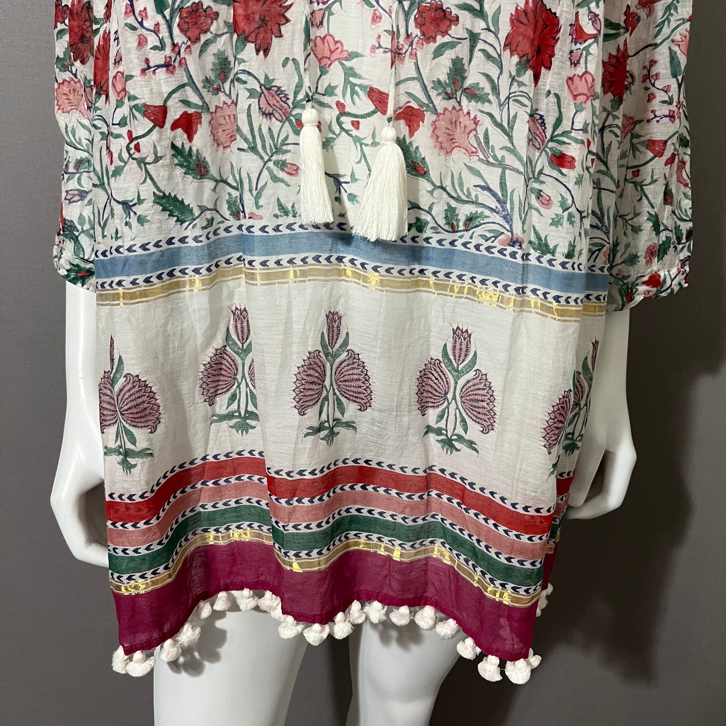 Roller Rabbit Cotton | Silk Floral Tunic Top Sz-Large