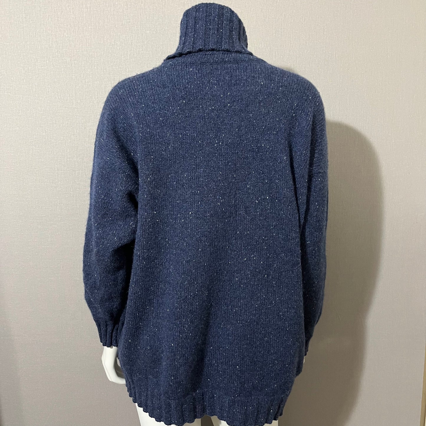 Johnstons Cashmere Blue Marled Chunky Turtleneck Sweater Sz-Lg-XL