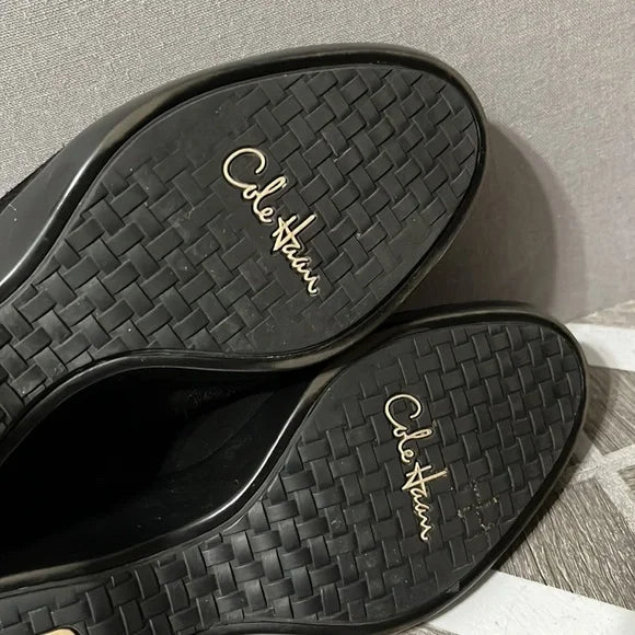 Cole Haan Black Slip On Suede Leather Mules Sz-6 1/2 B
