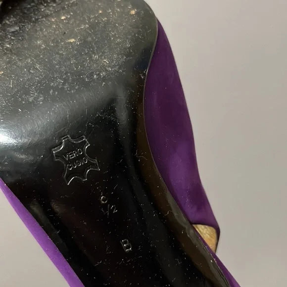 Bruno Magli Purple Sling Back Suede Leather Heels Sz-6 1/2 B