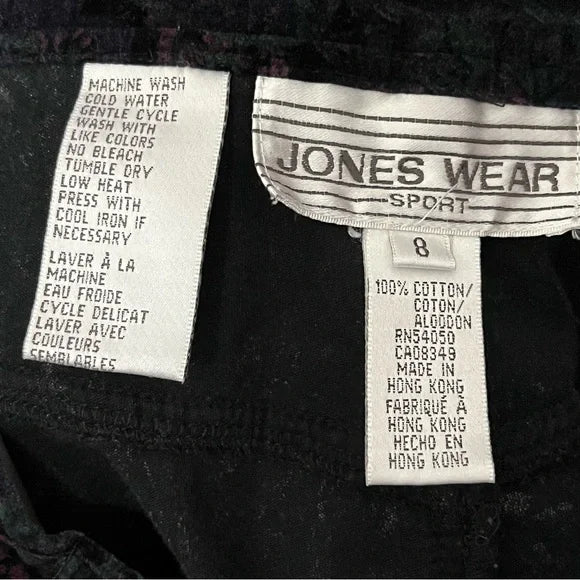 Vintage Jones New York Purple Velvet Paisley Cotton Pencil Skirt Sz-8