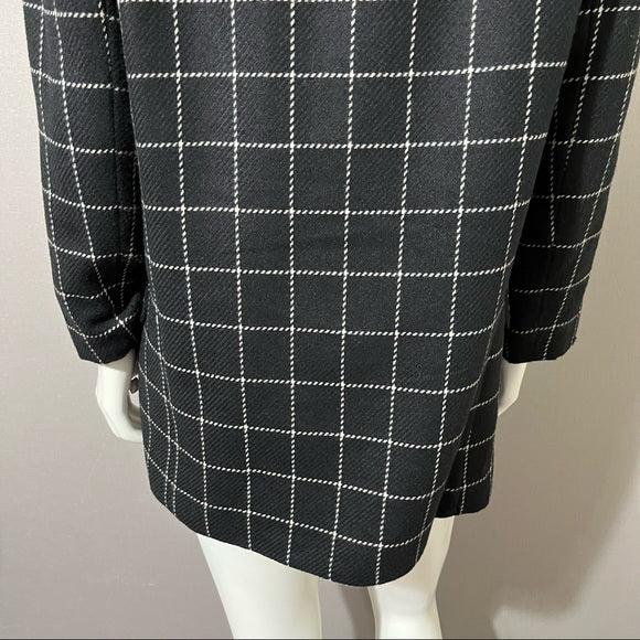 Vintage Criscione Black Windowpane Jeweled Wool Silk Blazer Sz-Large