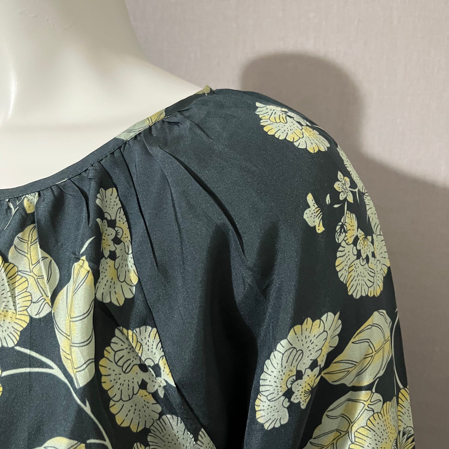 Sundance Green Floral Print Silk Blouse Sz-Large