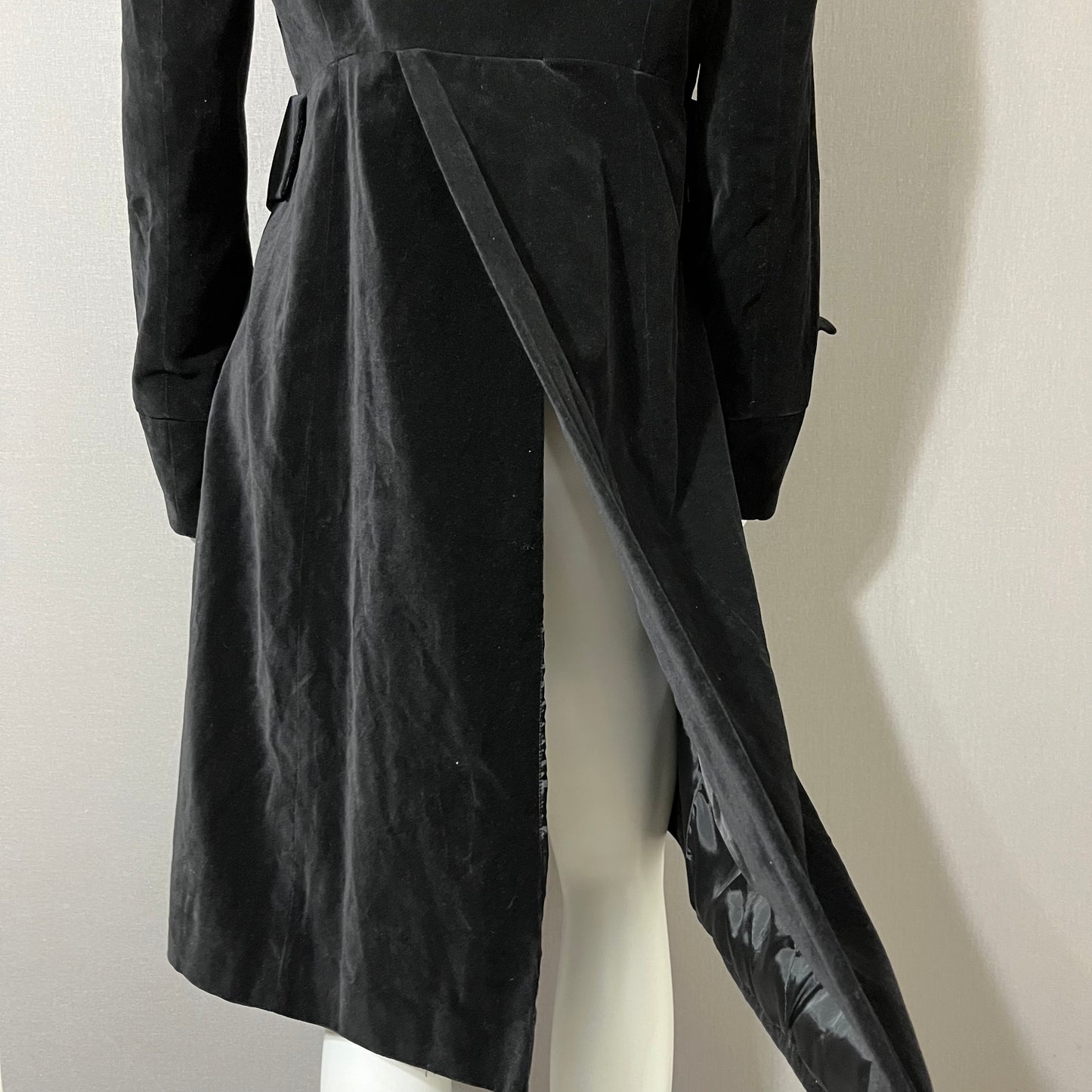 Newport News Black Cotton Velvet Military Longline Jacket Sz-14