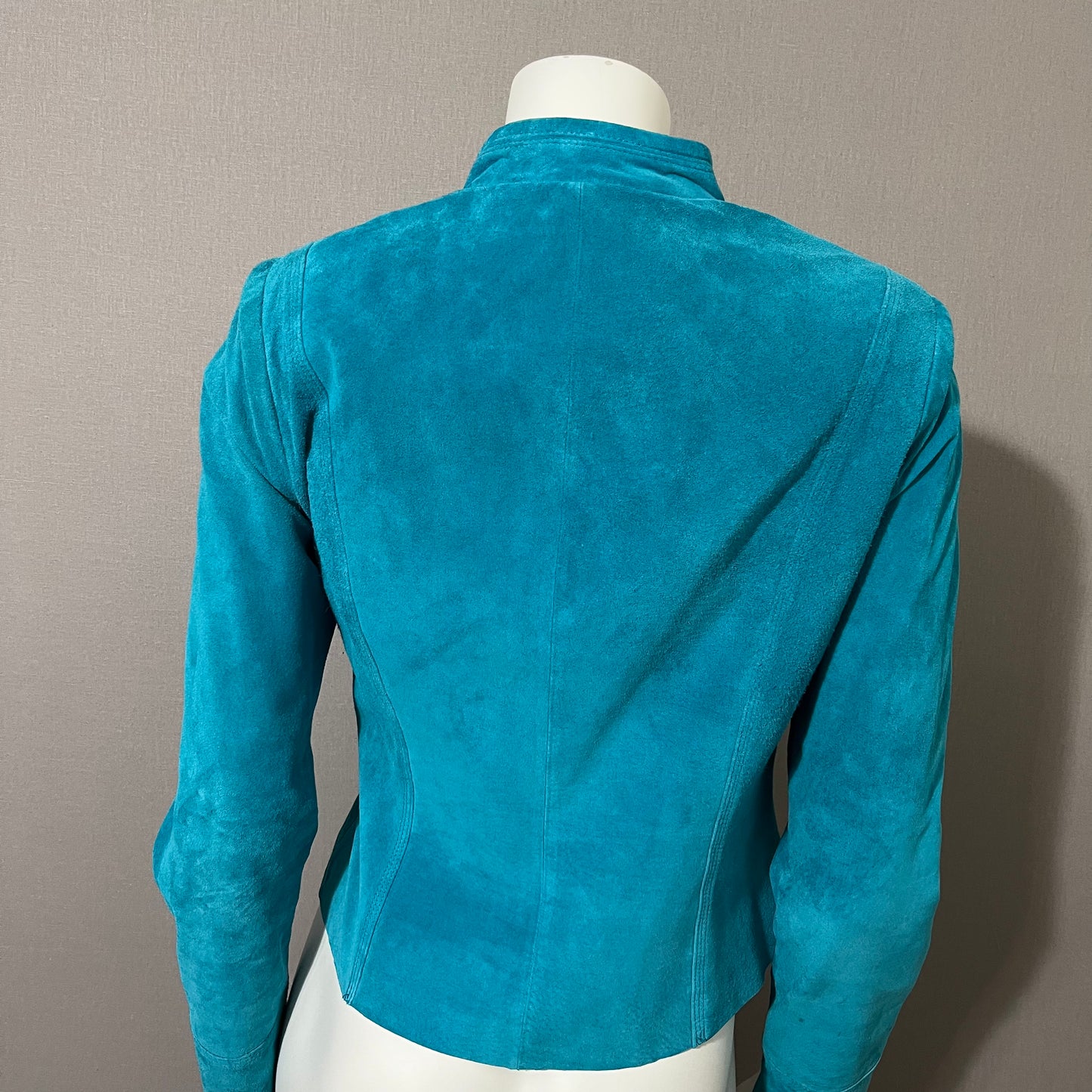 Vintage Yvonne & Marie Turquoise Suede Leather Jacket Sz-4
