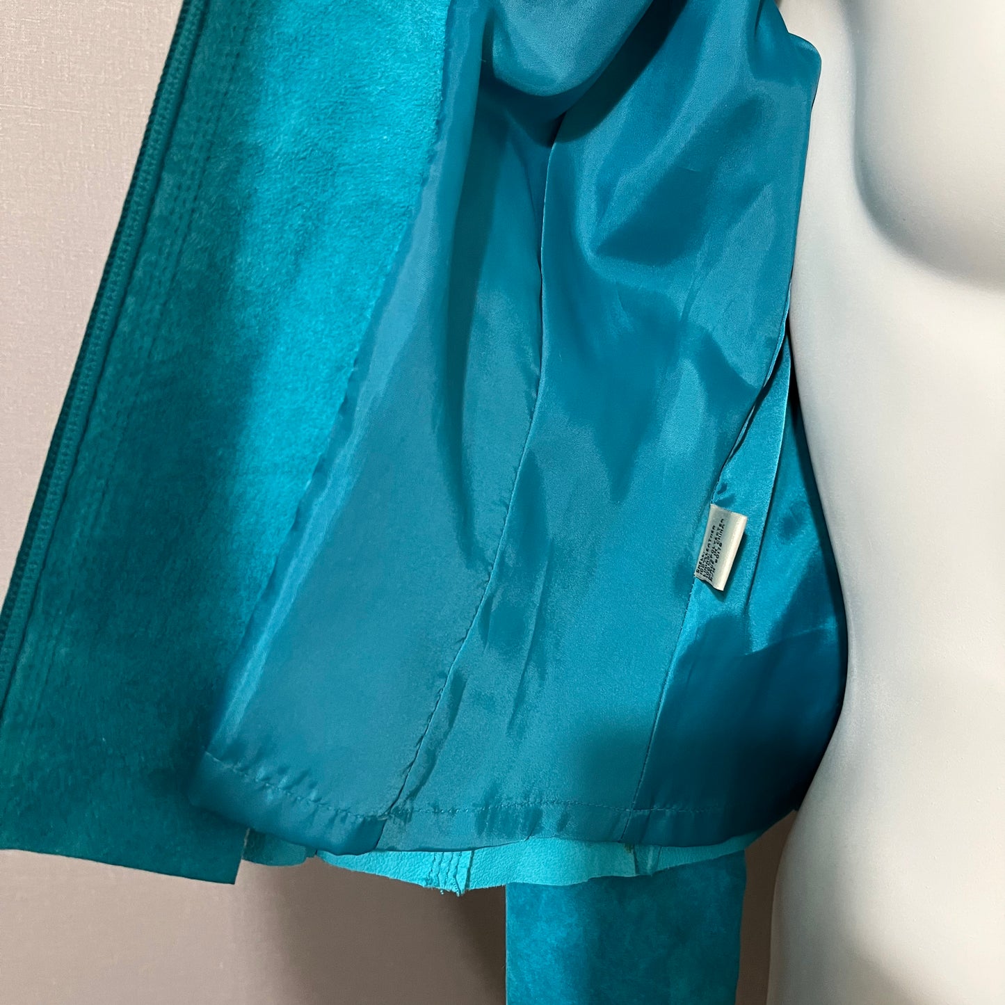 Vintage Yvonne & Marie Turquoise Suede Leather Jacket Sz-4