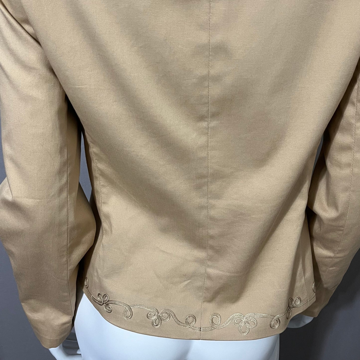 Josephine Chaus Tan Cotton Embroidered Blazer Sz-4