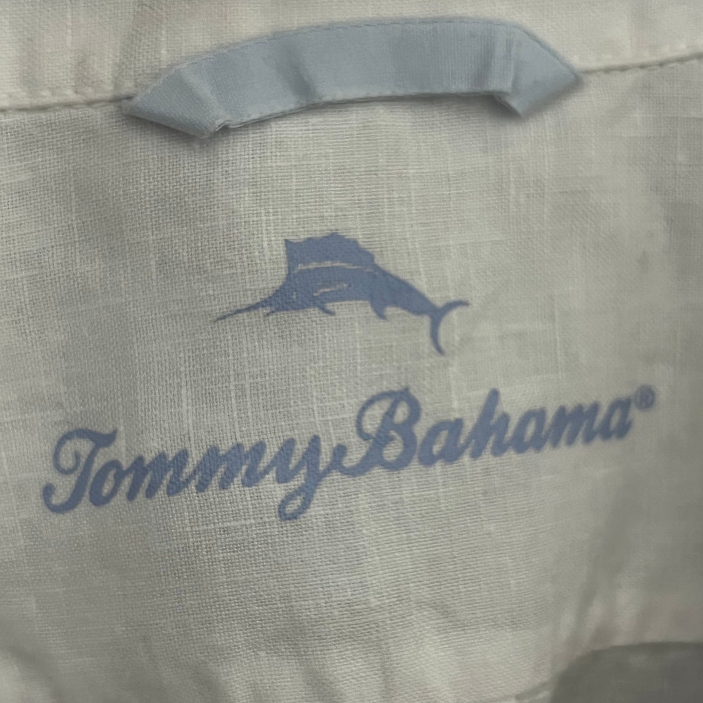 Tommy Bahama White Linen Button Down Shirt Sz-Large