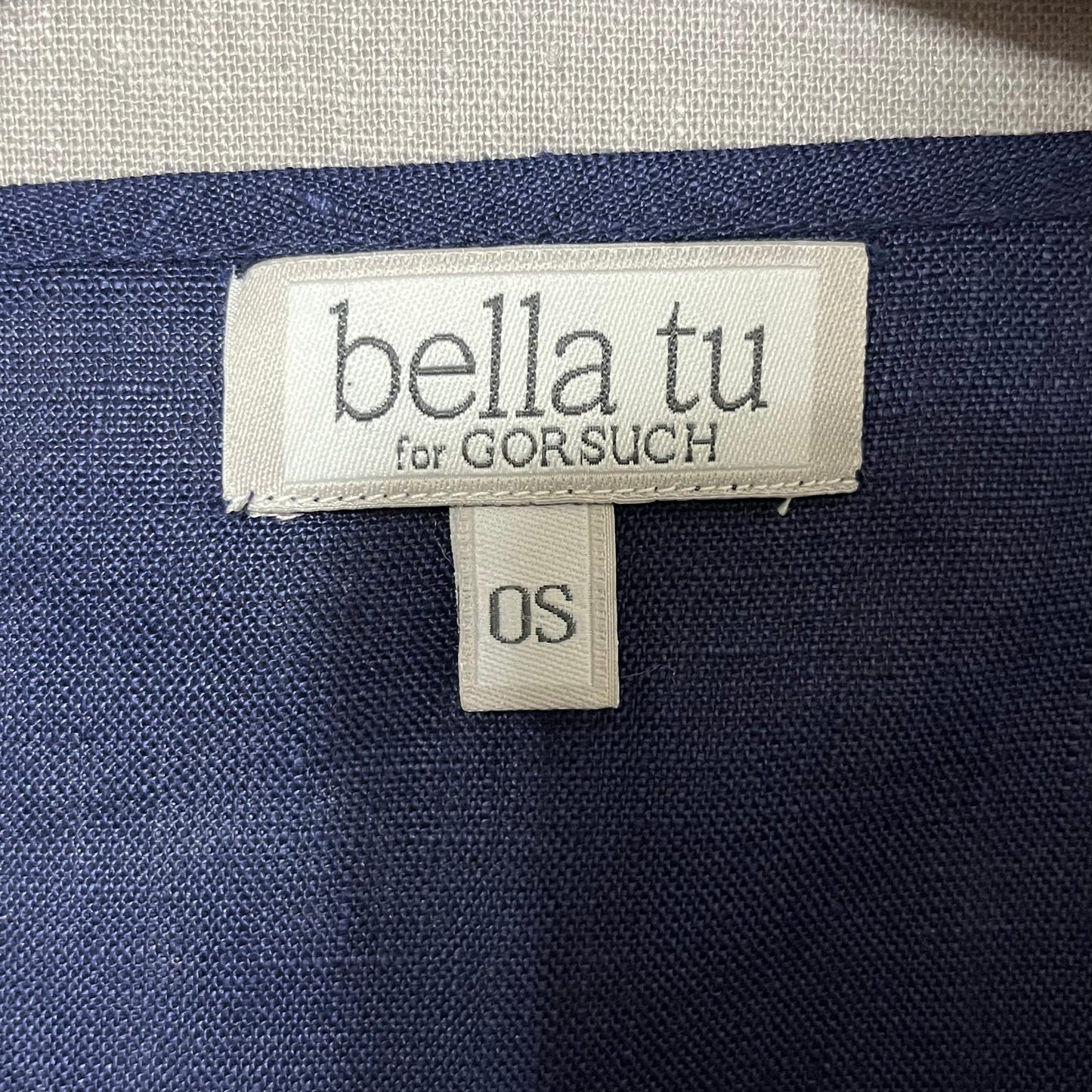 Bella Tu by Gorsuch Navy Blue Beaded Linen Tunic Top Sz-Large/XL