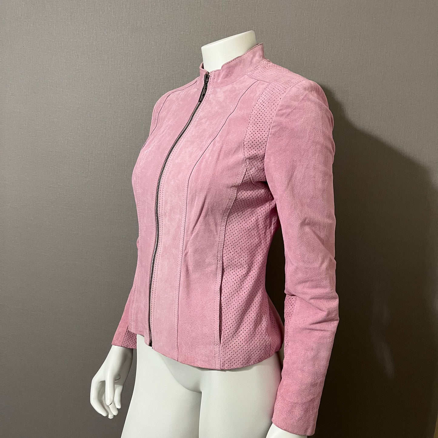 Vintage Pink Suede Leather Jacket Sz-Xtra Small