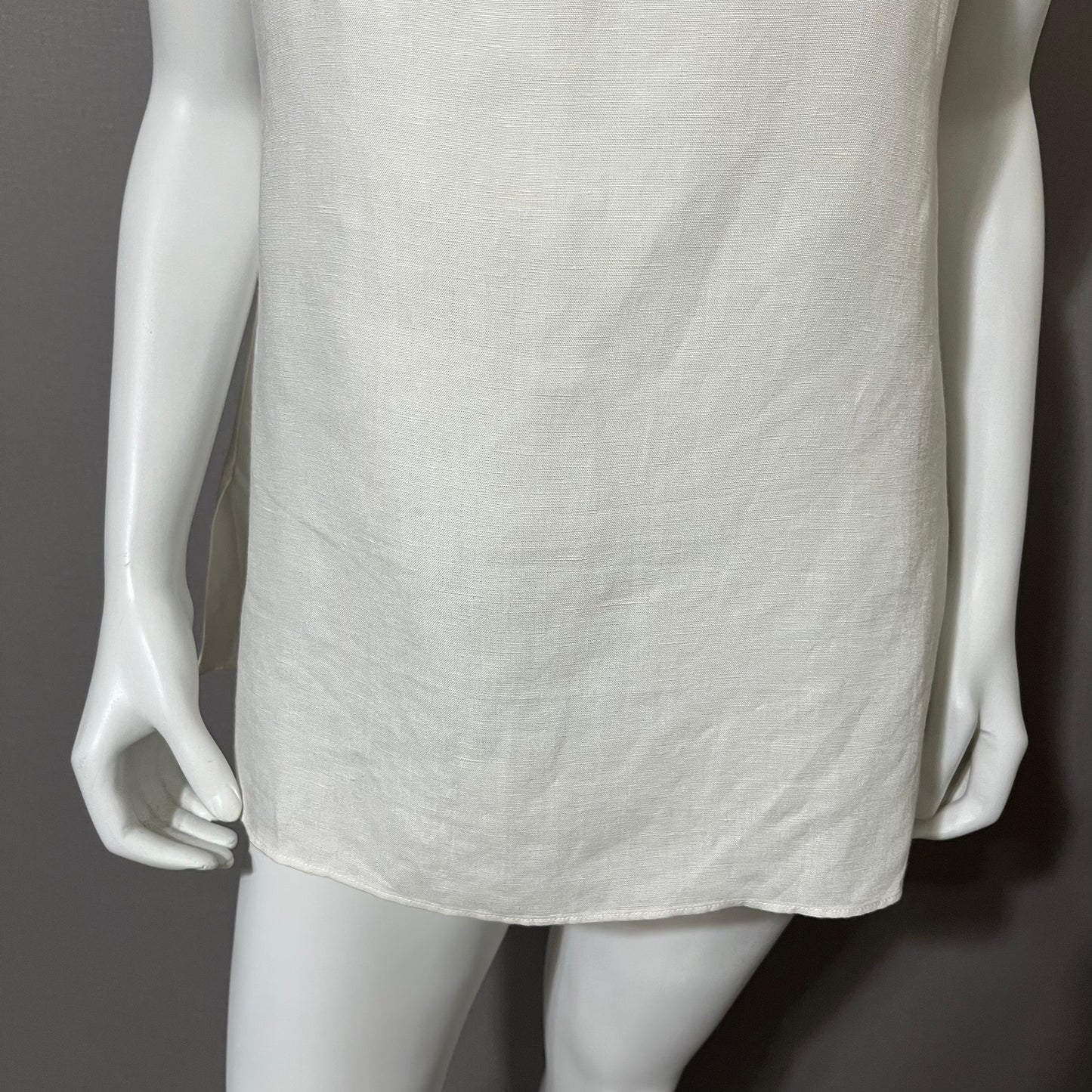 Natorious White V-Neck Sleeveless Linen/Rayon Blend Top Sz-Large