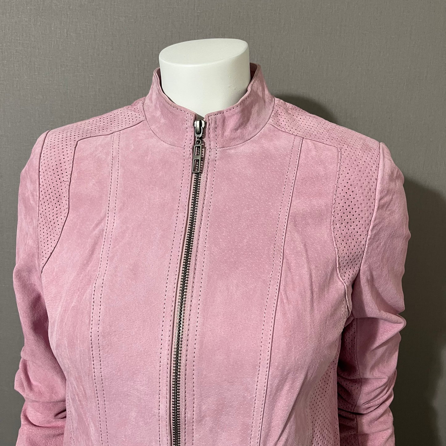 Vintage Pink Suede Leather Jacket Sz-Xtra Small