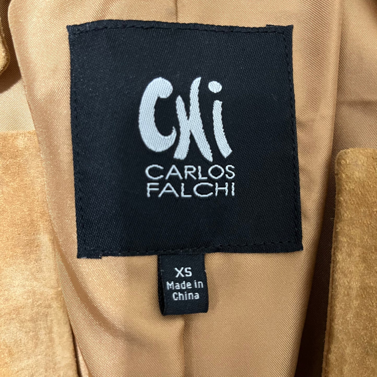 Vintage CHI-Carlos Falchi Brown Snake Scale Print Suede Leather Jacket Sz-Xtra Small
