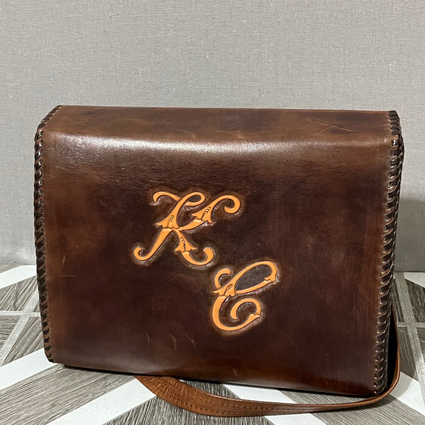 Brown Leather Western Style Handbag