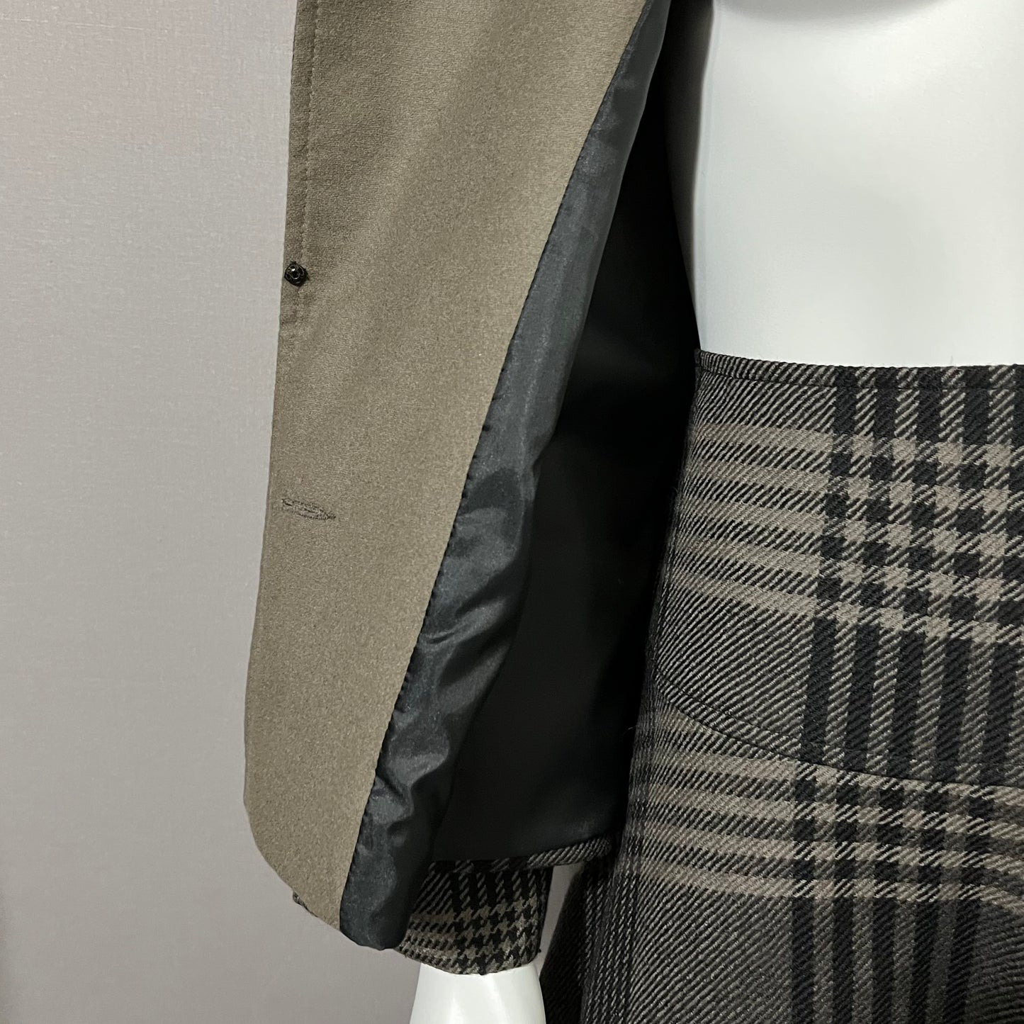 Wool Vintage Jacques Vert Plaid 2 Pc Skirt Suit Set Sz-16