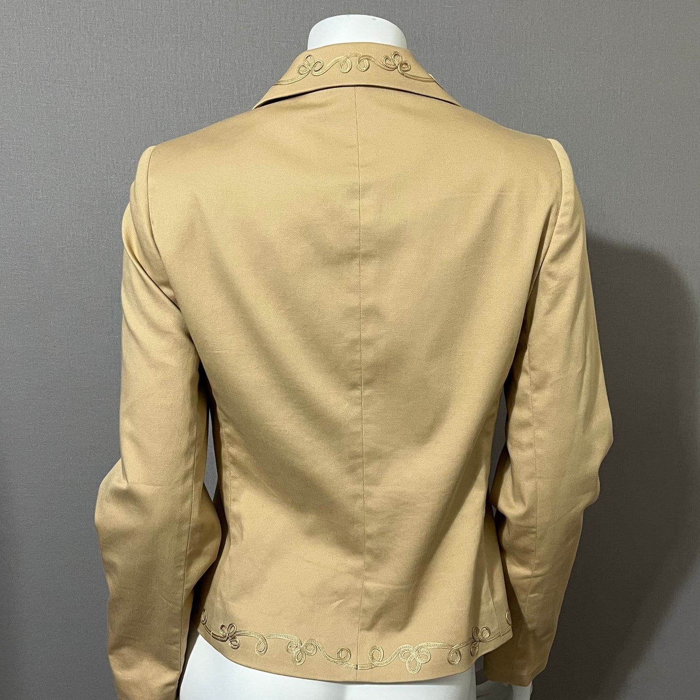 Josephine Chaus Tan Cotton Embroidered Blazer Sz-4