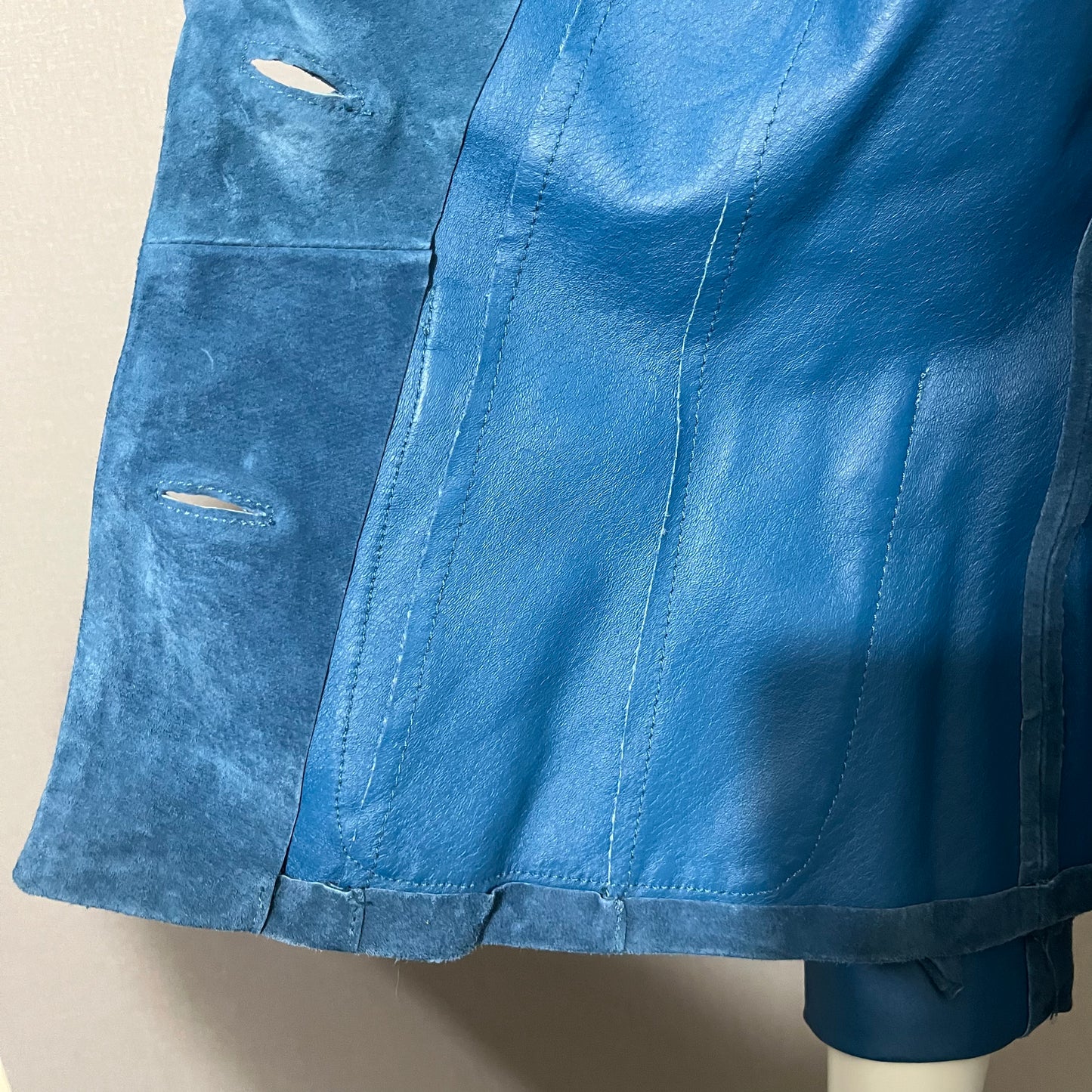 Vintage CHI by Carlos Falchi Blue Suede Leather Jacket Sz-Xtra Small