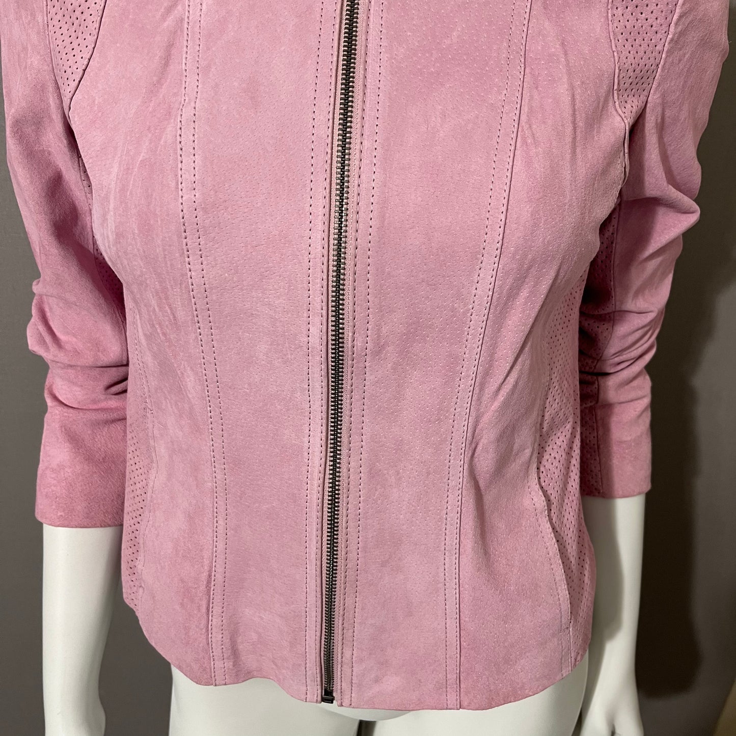 Vintage Pink Suede Leather Jacket Sz-Xtra Small