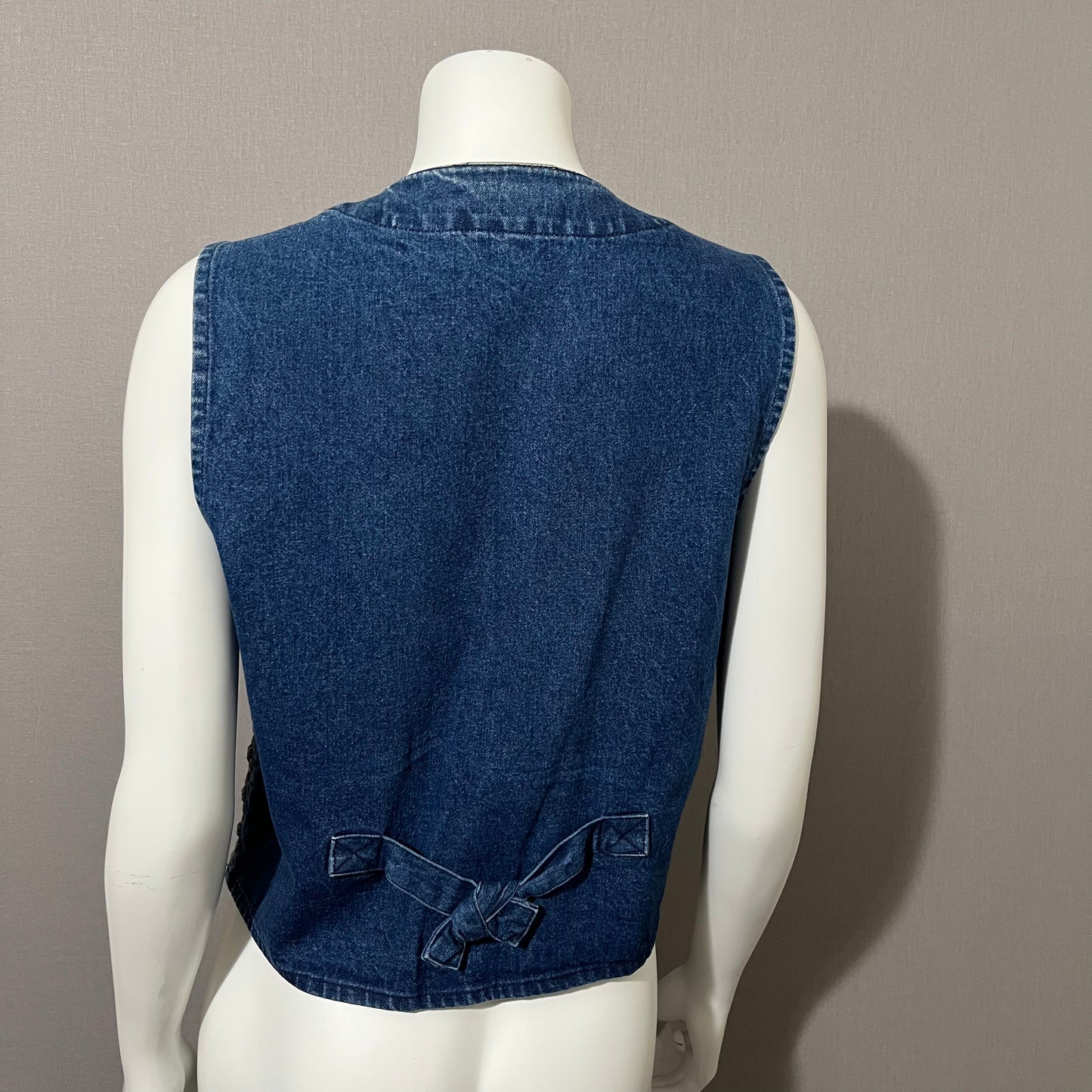 Vintage Denim Rare Open Stitched Cotton Vest Sz-Medium