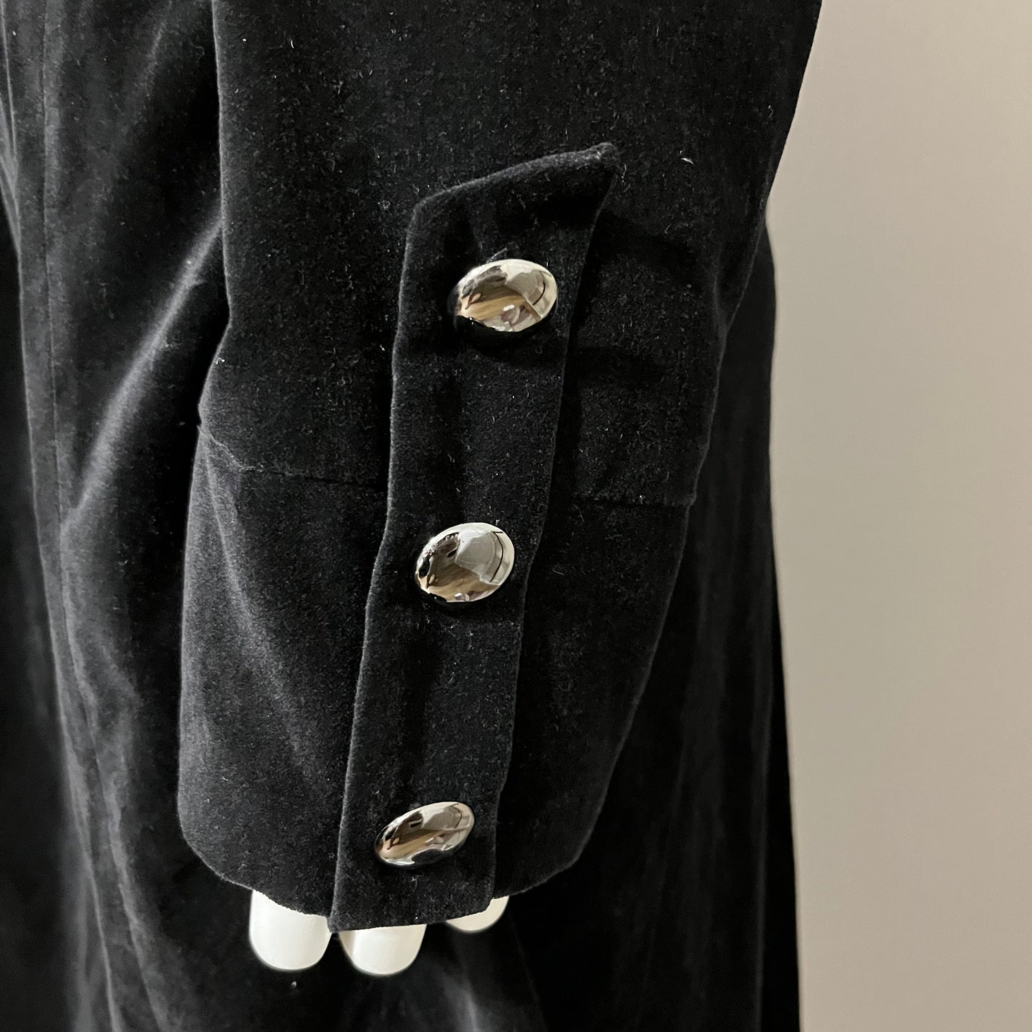 Newport News Black Cotton Velvet Military Longline Jacket Sz-14