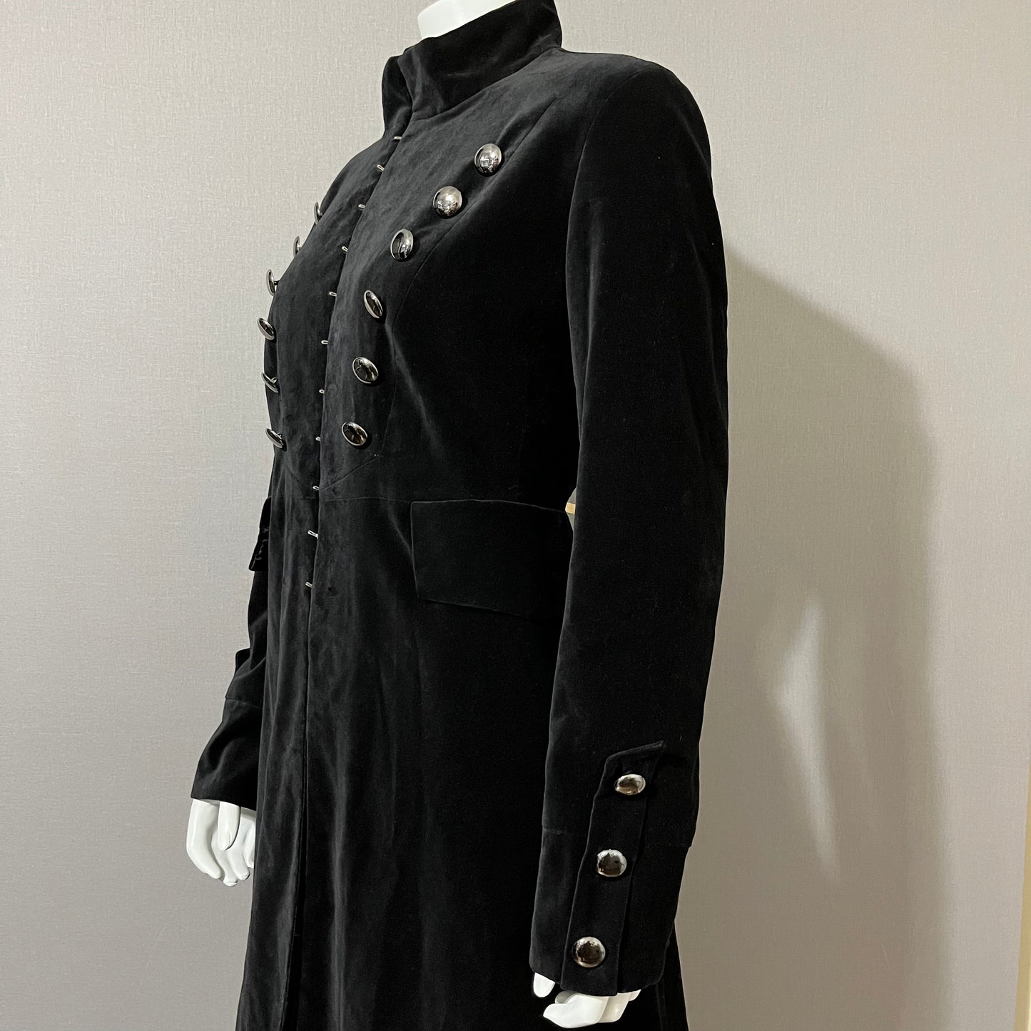 Newport News Black Cotton Velvet Military Longline Jacket Sz-14