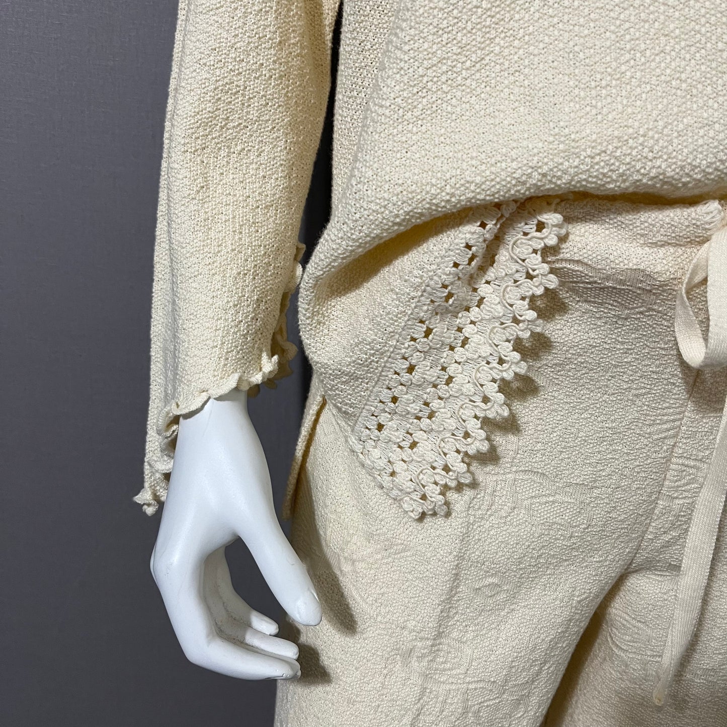 Pubenza Cream Cotton 2-PC Pant Lounge Set Sz-XL