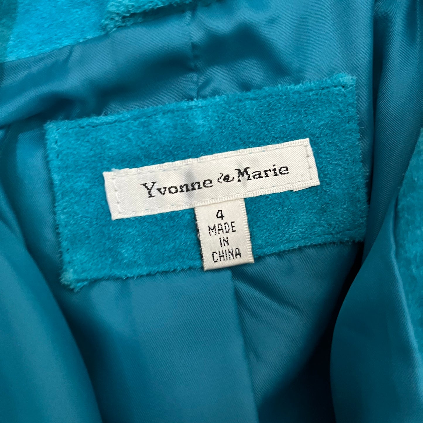 Vintage Yvonne & Marie Turquoise Suede Leather Jacket Sz-4