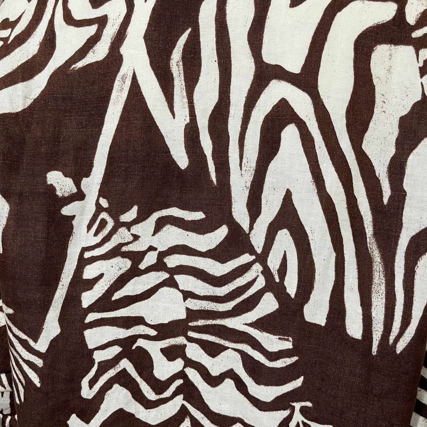 Jones New York Brown Linen Zebra Print Shirt Sz- Small/Medium