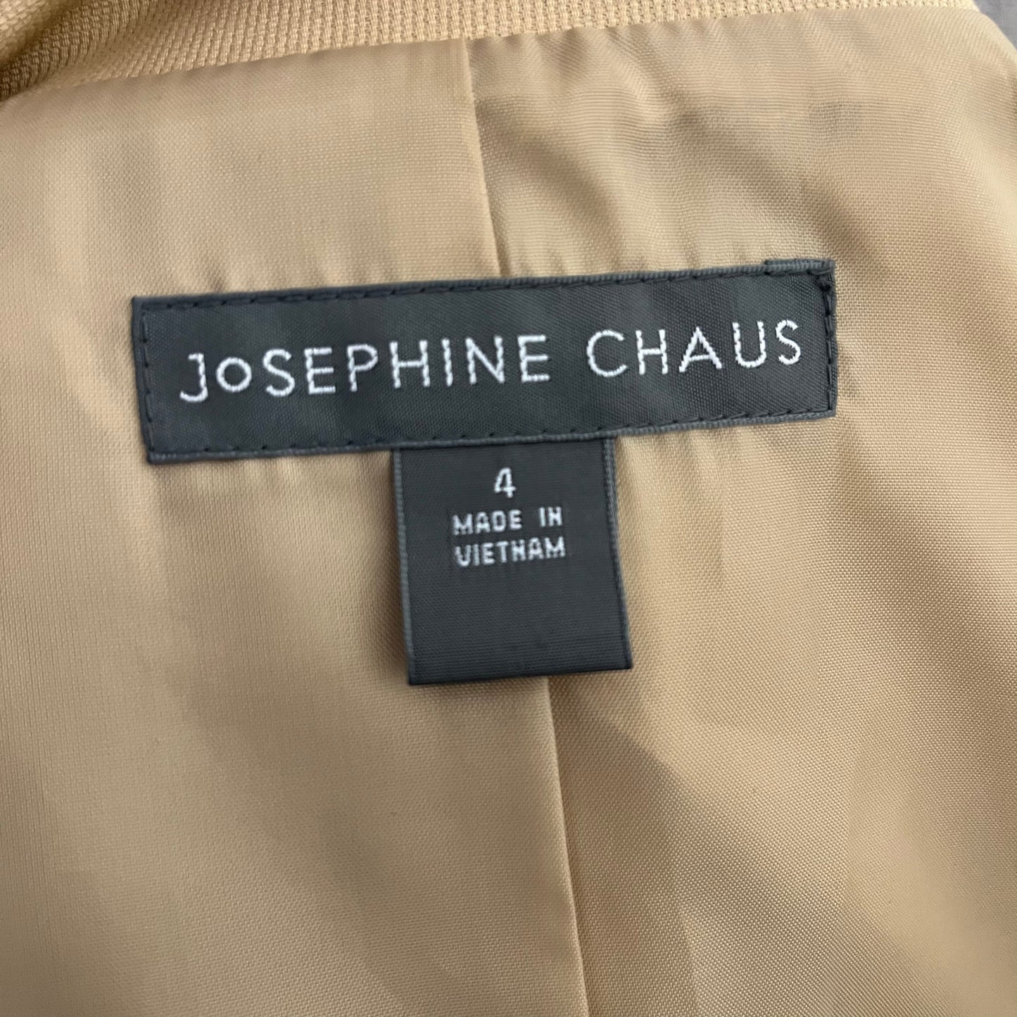 Josephine Chaus Tan Cotton Embroidered Blazer Sz-4