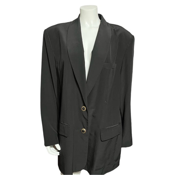 Diane Gillman Black Silk Blazer Plus Size Sz-2X