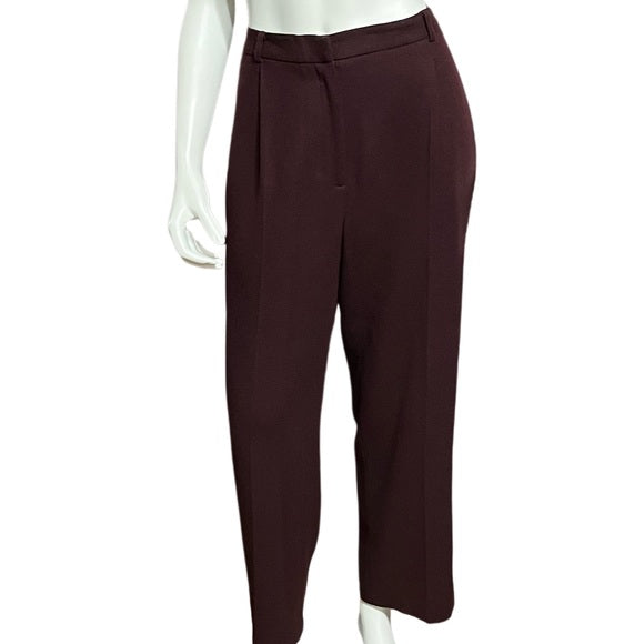 Anne Klein Burgundy Wool Pants Sz-12P