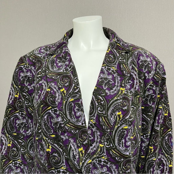Talbots Cotton Velvet Purple Paisley Blazer