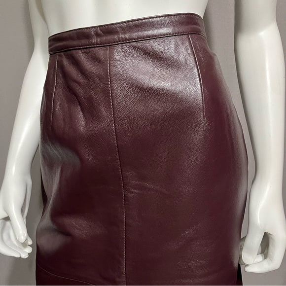 Jaclyn Smith Plum Leather Pencil Skirt Sz-8