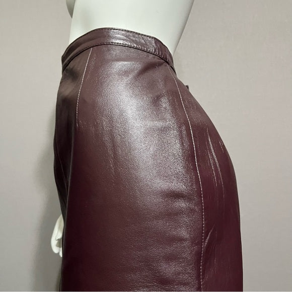 Jaclyn Smith Plum Leather Pencil Skirt Sz-8