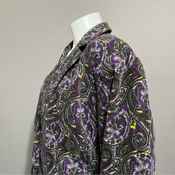 Talbots Cotton Velvet Purple Paisley Blazer