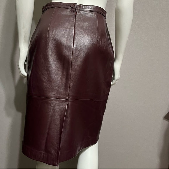 Jaclyn Smith Plum Leather Pencil Skirt Sz-8