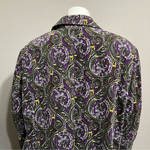 Talbots Cotton Velvet Purple Paisley Blazer