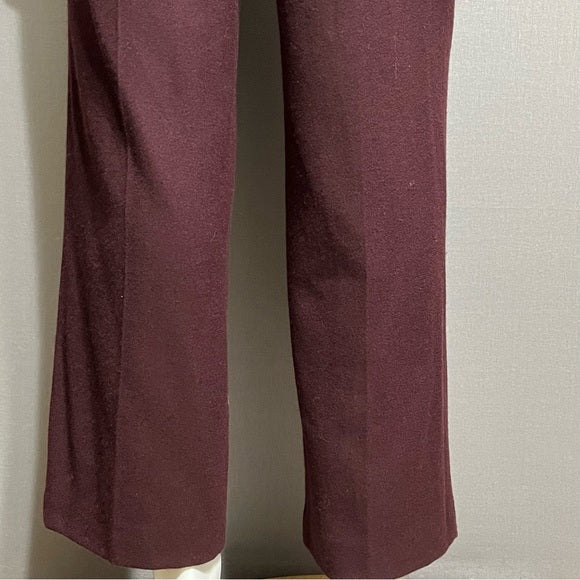 Anne Klein Burgundy Wool Pants Sz-12P