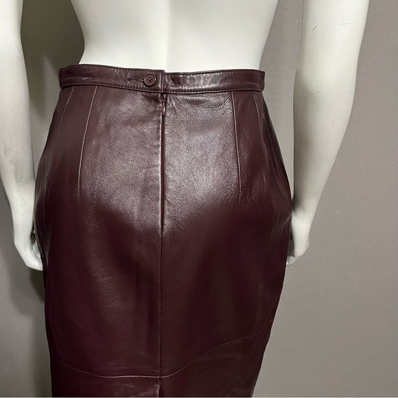 Jaclyn Smith Plum Leather Pencil Skirt Sz-8