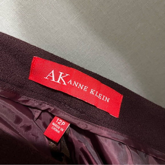 Anne Klein Burgundy Wool Pants Sz-12P