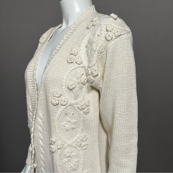 Vintage Joyce Cream Ramie | Cotton Chunky Knit Cardigan