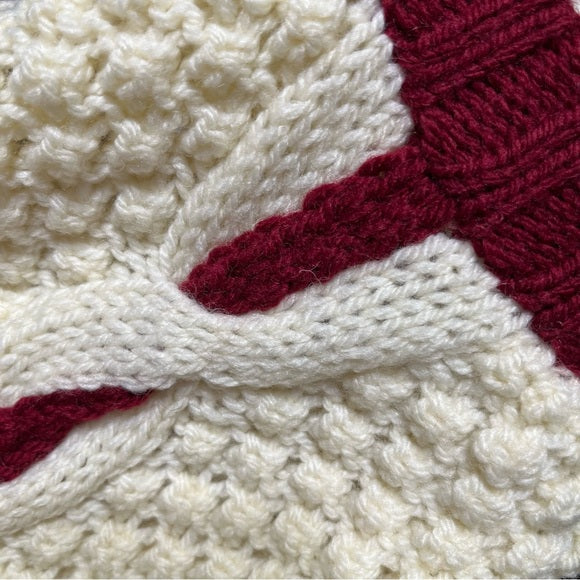 Vintage Kendex Chunky Knit Cream | Maroon Sweater