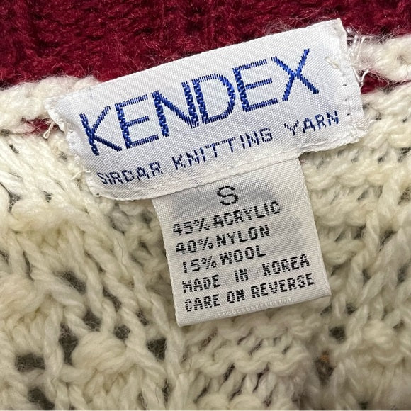Vintage Kendex Chunky Knit Cream | Maroon Sweater