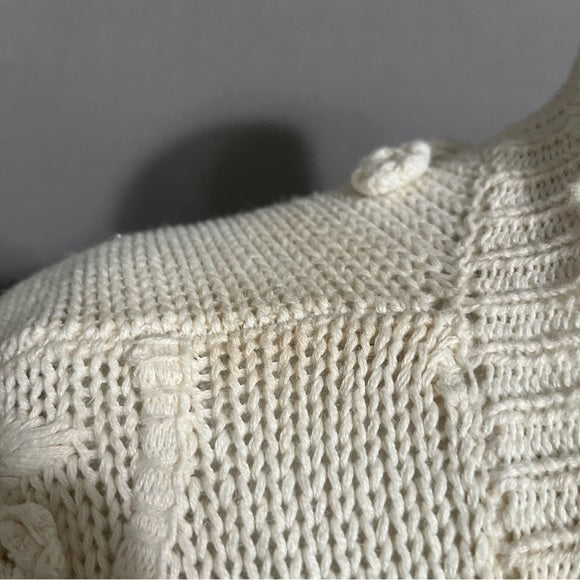 Vintage Joyce Cream Ramie | Cotton Chunky Knit Cardigan