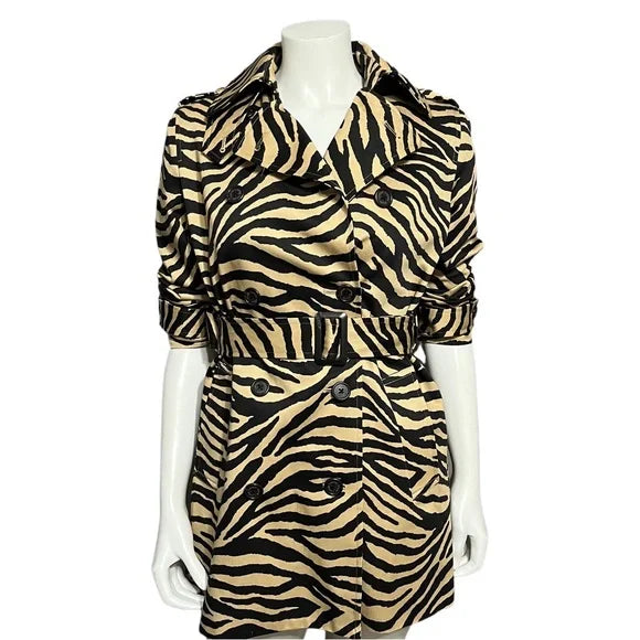 Lauren Ralph Lauren Zebra Print Trench Jacket Sz-Small Petite