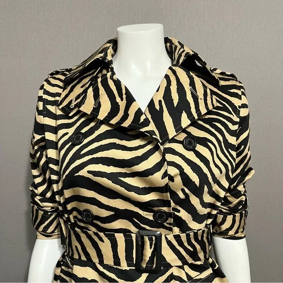 Lauren Ralph Lauren Zebra Print Trench Jacket Sz-Small Petite