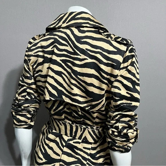 Lauren Ralph Lauren Zebra Print Trench Jacket Sz-Small Petite