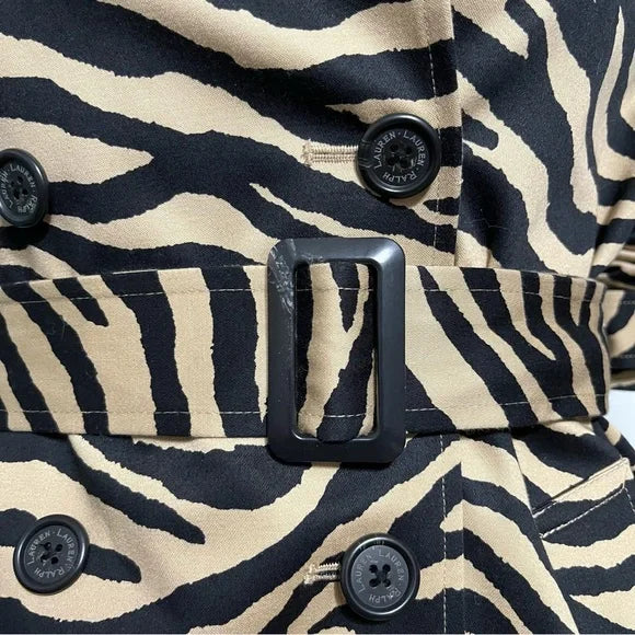 Lauren Ralph Lauren Zebra Print Trench Jacket Sz-Small Petite